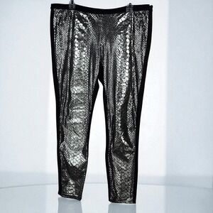 A/X Armani Exchange Pants Woman XL Silver Snake Print Front Black Back